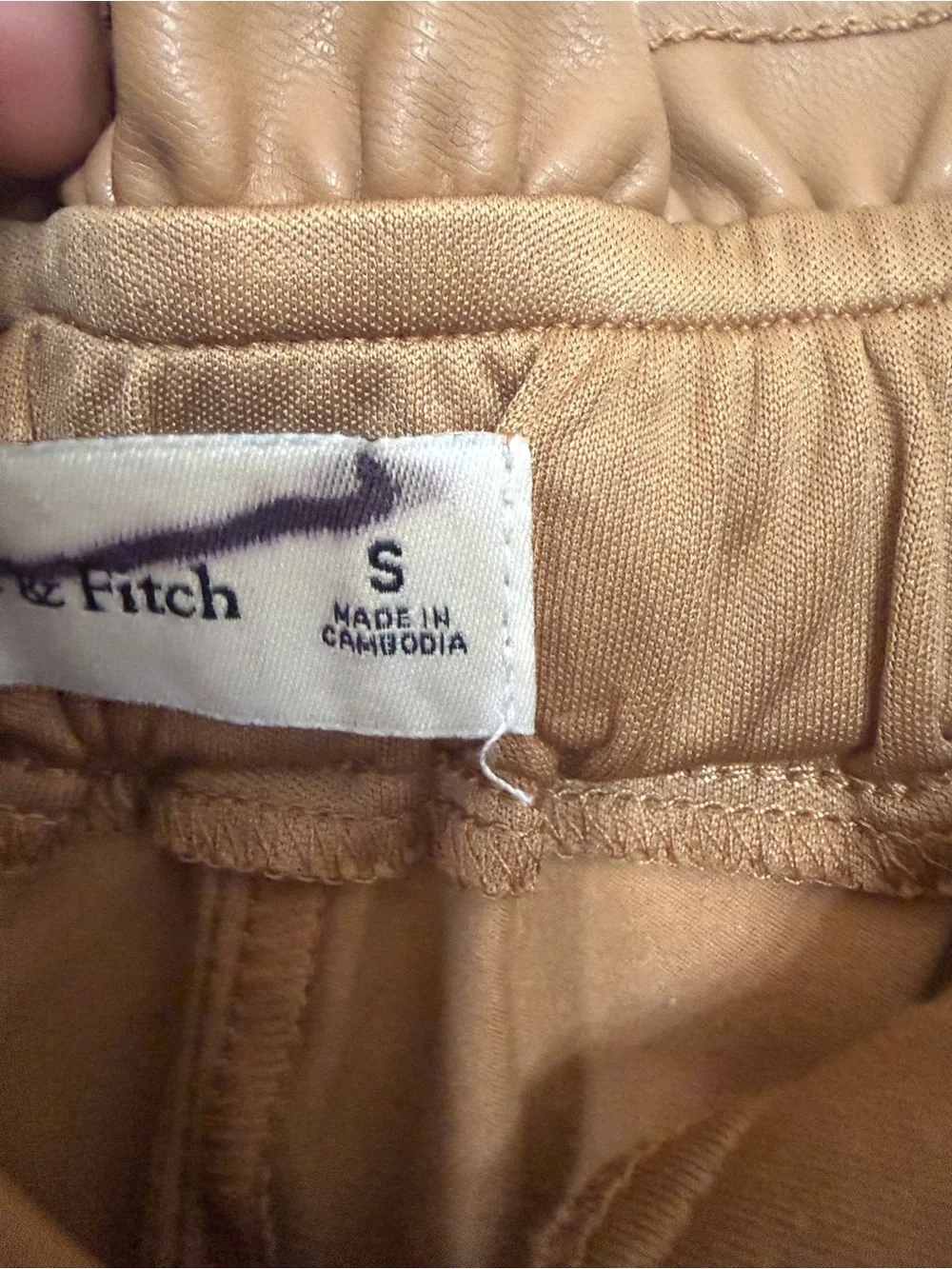 Abercrombie & Fitch Tan High-Waist Faux Leather Paperbag Shorts